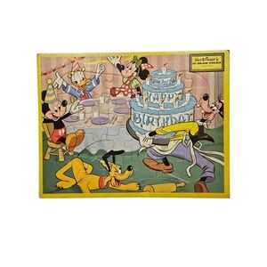 Vintage Jaymar Inlaid Puzzle Walt Disney's Mickey's Happy Birthday Pluto‎ Minnie
